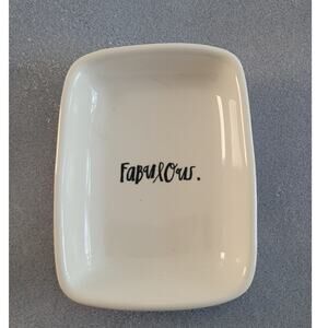 RAE DUNN "Fabulous." Artisan Collection Magenta Small Ceramic Trinket/Dish/Tray